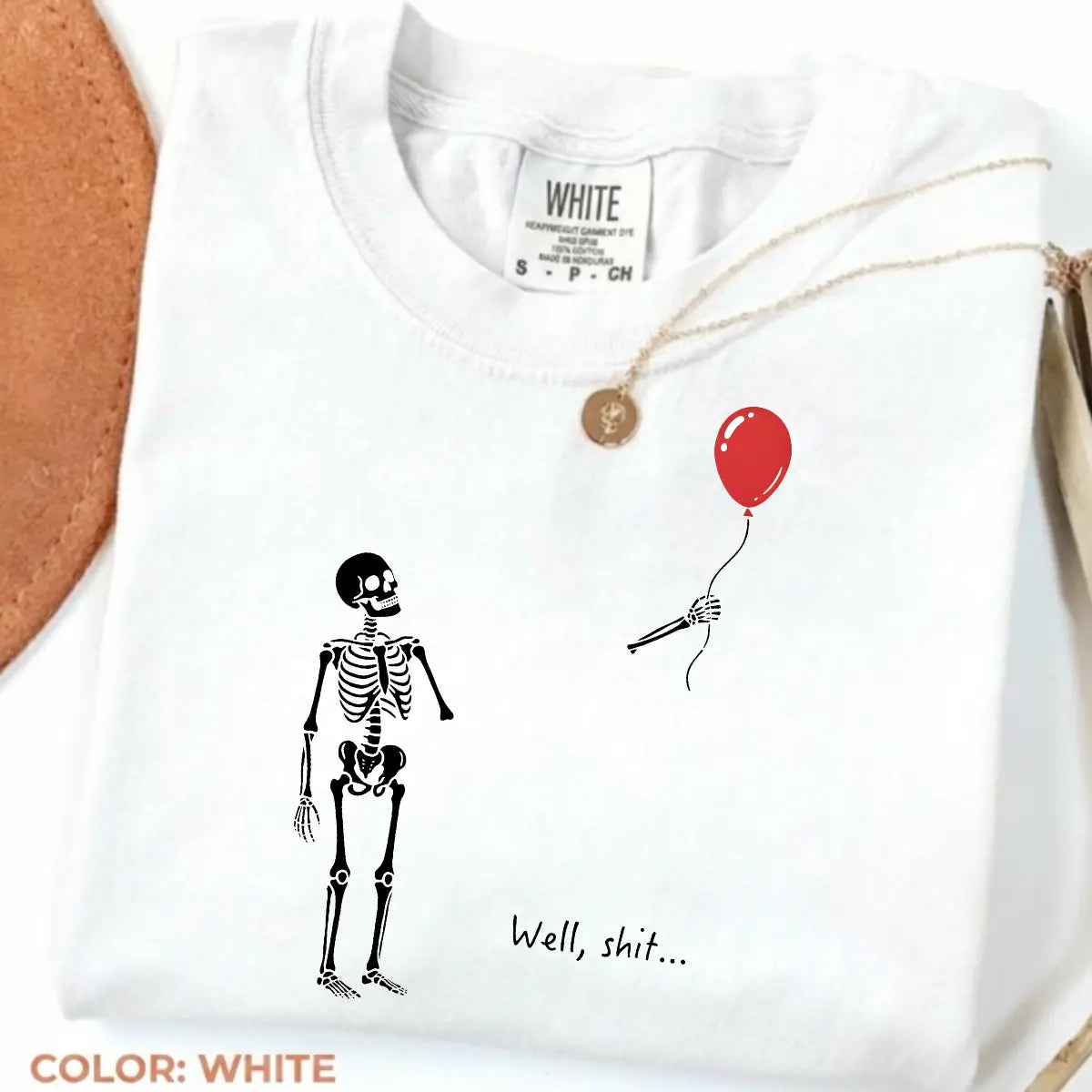 Comfort Colors Skeleton Lost Balloon Graphic Tee - Humorous Dark Humor Halloween Shirt, Gothic Spooky Season Apparel, Ideal Halloween Gift