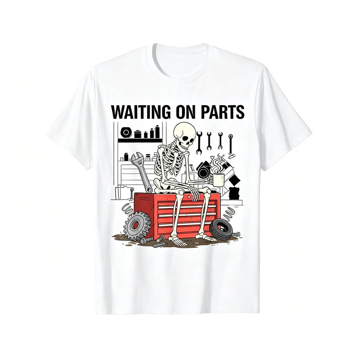 Humorous Skeleton Auto Mechanic T Shirt for Men Women and Couples Trendy Short Sleeve Street Style Casual Summer Tee Must Have Fashionable Top