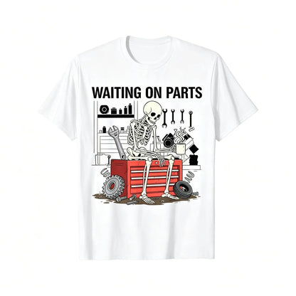 Humorous Skeleton Auto Mechanic T Shirt for Men Women and Couples Trendy Short Sleeve Street Style Casual Summer Tee Must Have Fashionable Top