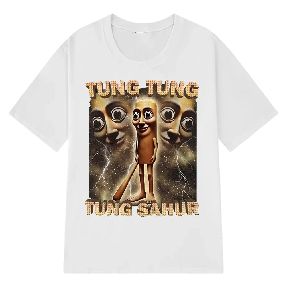 Tung Sahur Graphic Printed T-Shirt Men Summer Casual Loose Fashion Funny round Neck Short Sleeve Tops Clothing T-Shirt Unisex